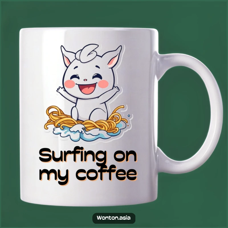 Funny Playful Wonton Mug - Hilarious Noodle Wave & Foodie Gift