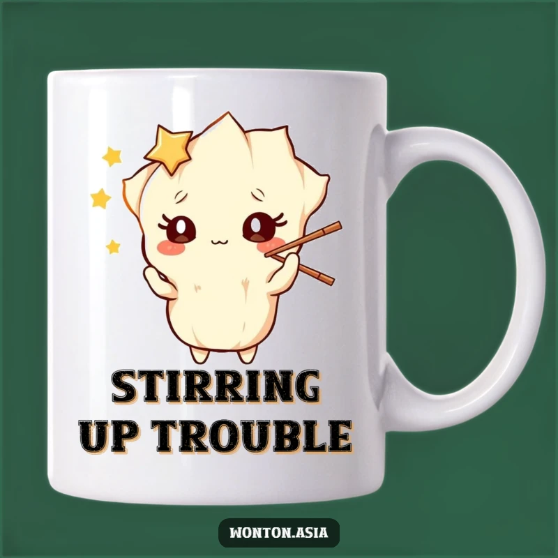 Funny Wonton Juggling Chopsticks Mug: Starry-Eyed Fun, Perfect Gift for Foodies!