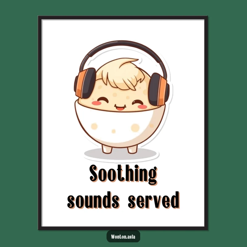 Funny Congee Bowl Digital Art: Happy Music Vibes Instant Download, Gift!