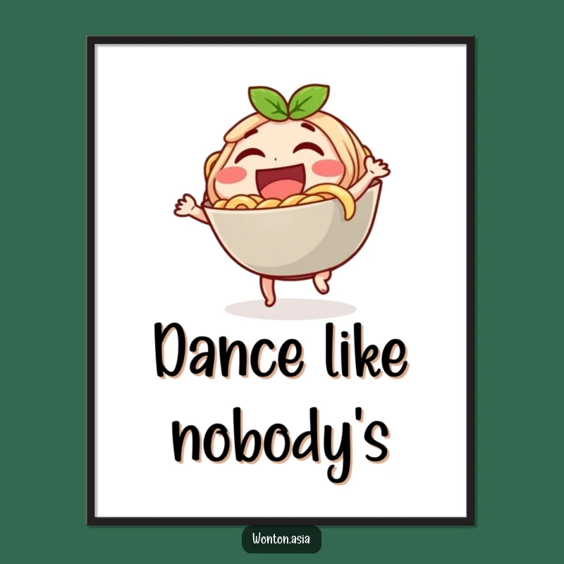 Funny Laughing Noodle Bowl Poster: Dancing Character Art - Unique Funny Gift!