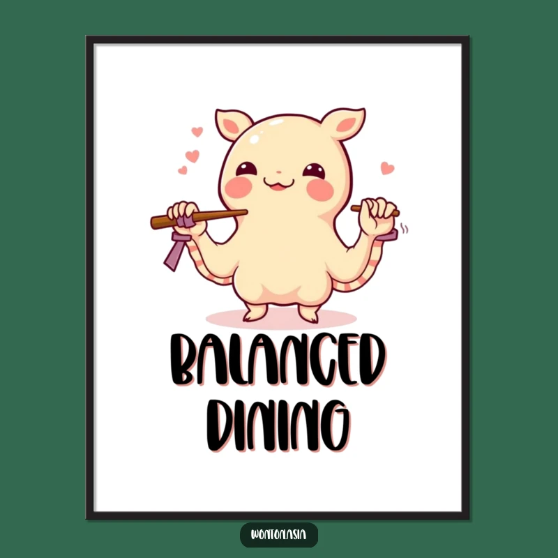 Funny Happy Wonton Juggling Poster - Whimsical Food Art & Gift