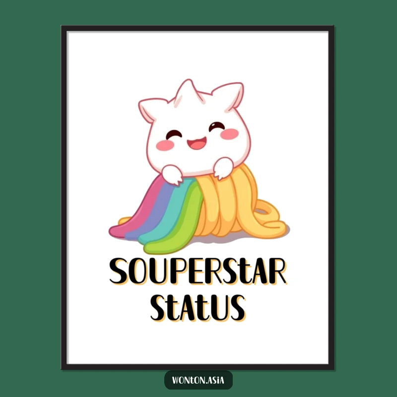 Funny Wonton Rainbow Noodle Poster: Cheerful Art for Your Wall, Great Gift!