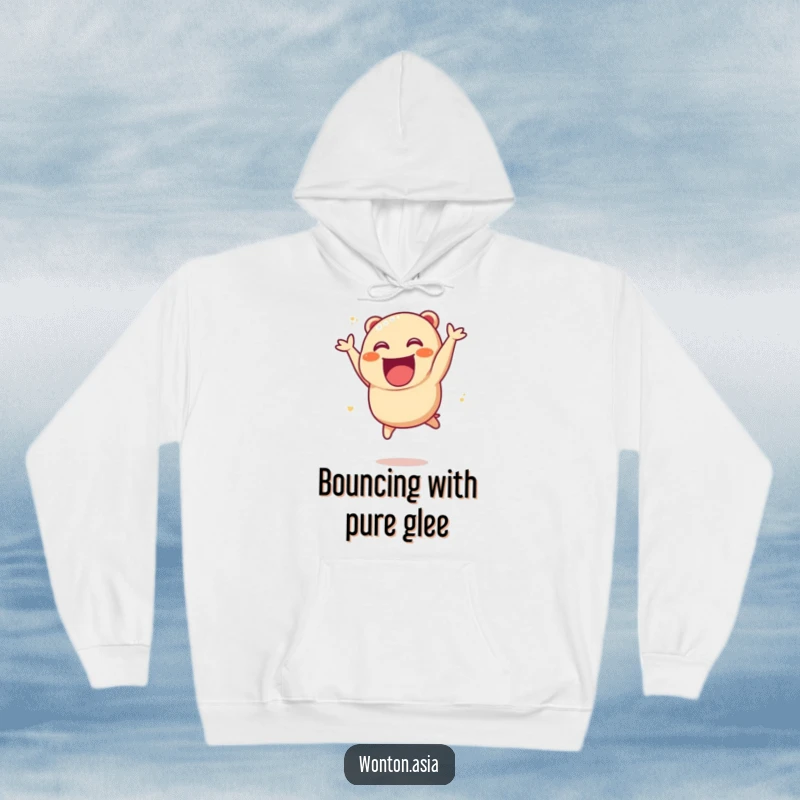 Funny Char Siu Bao Hoodie designed with a joyful, leaping dumpling character, offering ultimate comfort and cheer.