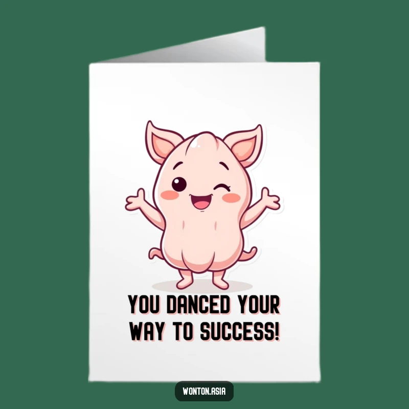Free Printable Congrats Card: Dancing Wonton - Humorous Downloadable Celebration Art
