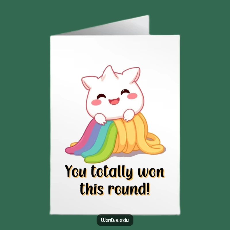 Free Printable Congrats Card: Wonton Rainbow Noodle Slide - Humorous Downloadable Celebration