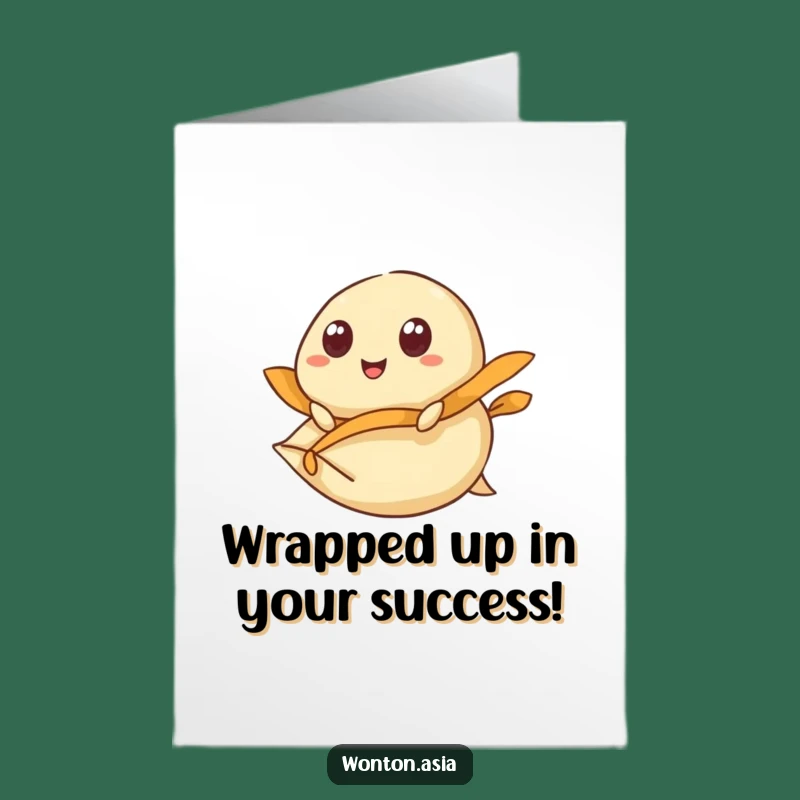 Free Printable Congrats Card: Wonton Flying Wrapper - Humorous Downloadable Achievement