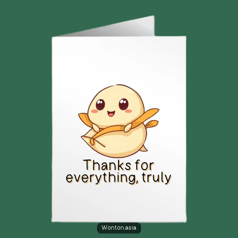 Free Printable Thank You Card: Wonton Flying Wrapper - Grateful Downloadable Humor