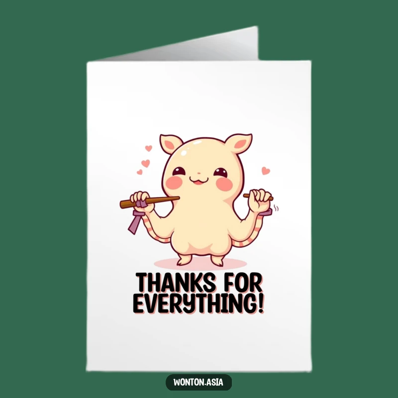 Free Printable Thank You Card: Wonton Juggling Chopsticks, Funny Downloadable Gift!