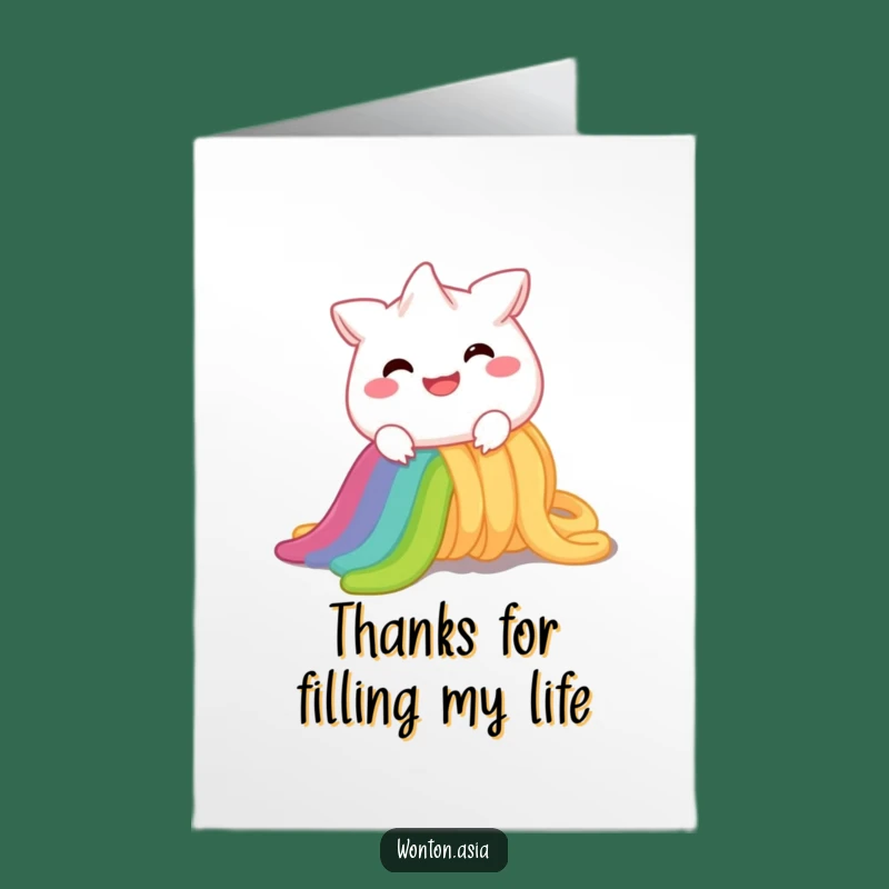 Free Printable Thank You Card: Wonton Rainbow Noodle Slide - Appreciative Downloadable Humor