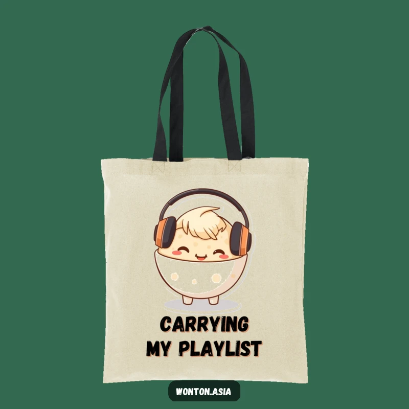 Funny Congee Bowl Tote Bag: Music Lover Carry-All, Perfect Shopping Gift!